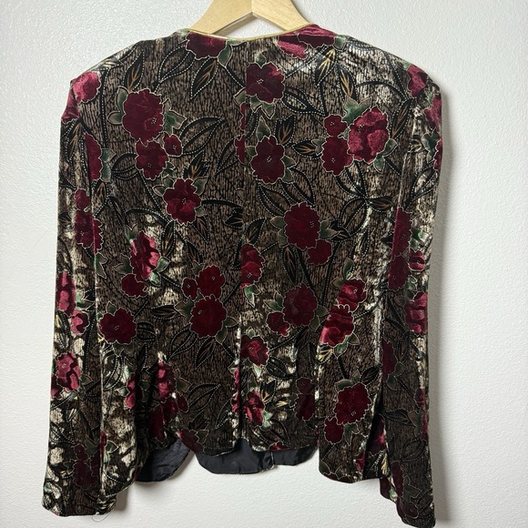 Vintage R&K Evenings Etched Floral Velvet Button-Down Blazer Size 12 Event - Picture 5 of 5